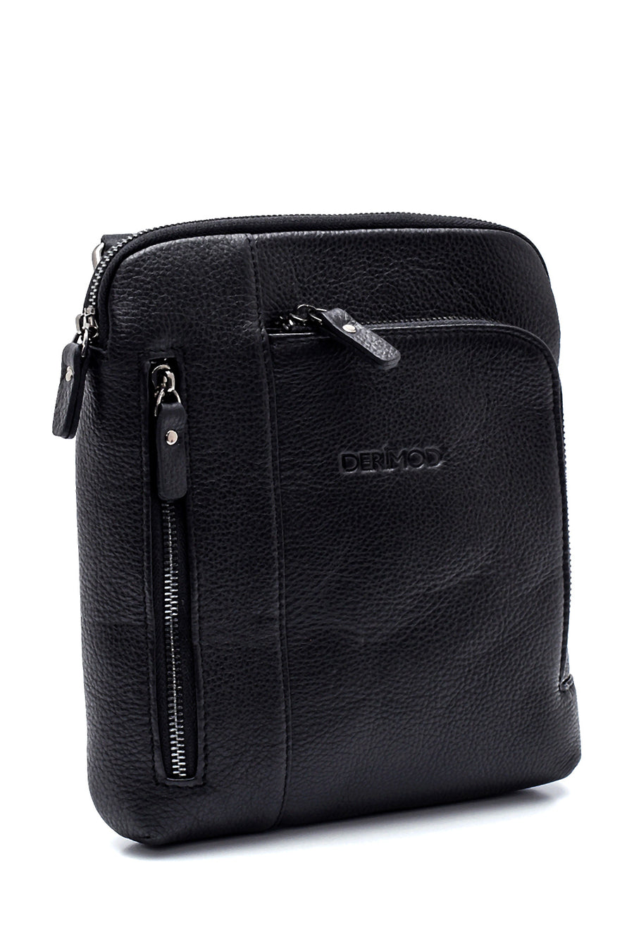 Men's Black Leather Messenger Bag