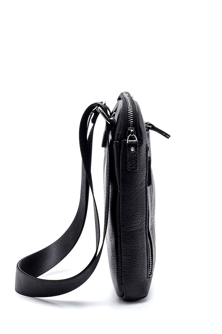 Men's Black Leather Messenger Bag