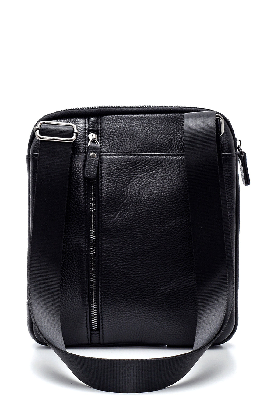 Men's Black Leather Messenger Bag