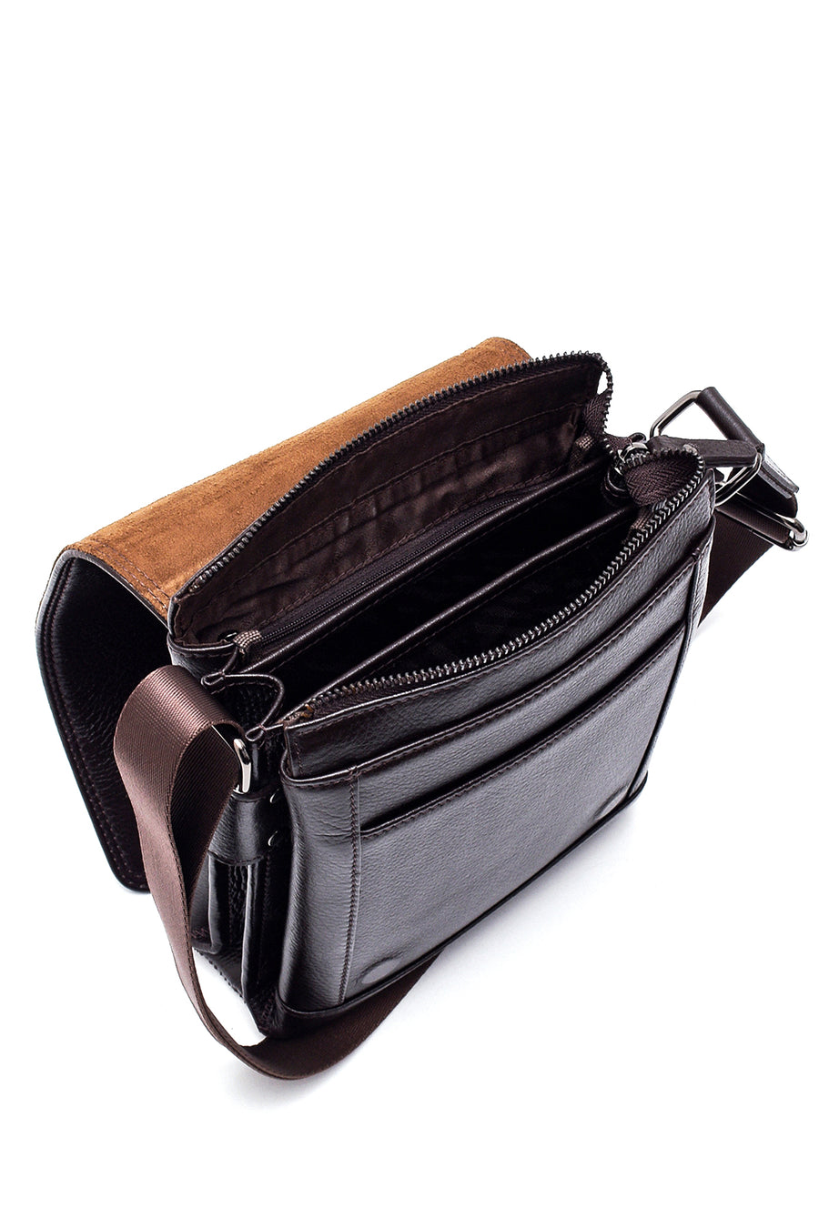 Male Brown Leather Messenger Bag