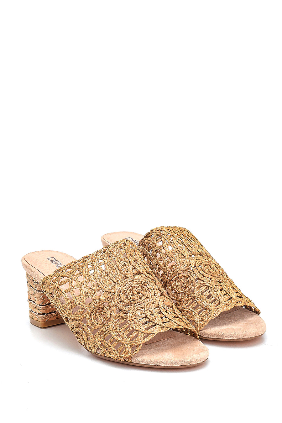 Women's Straw Heeled Slippers