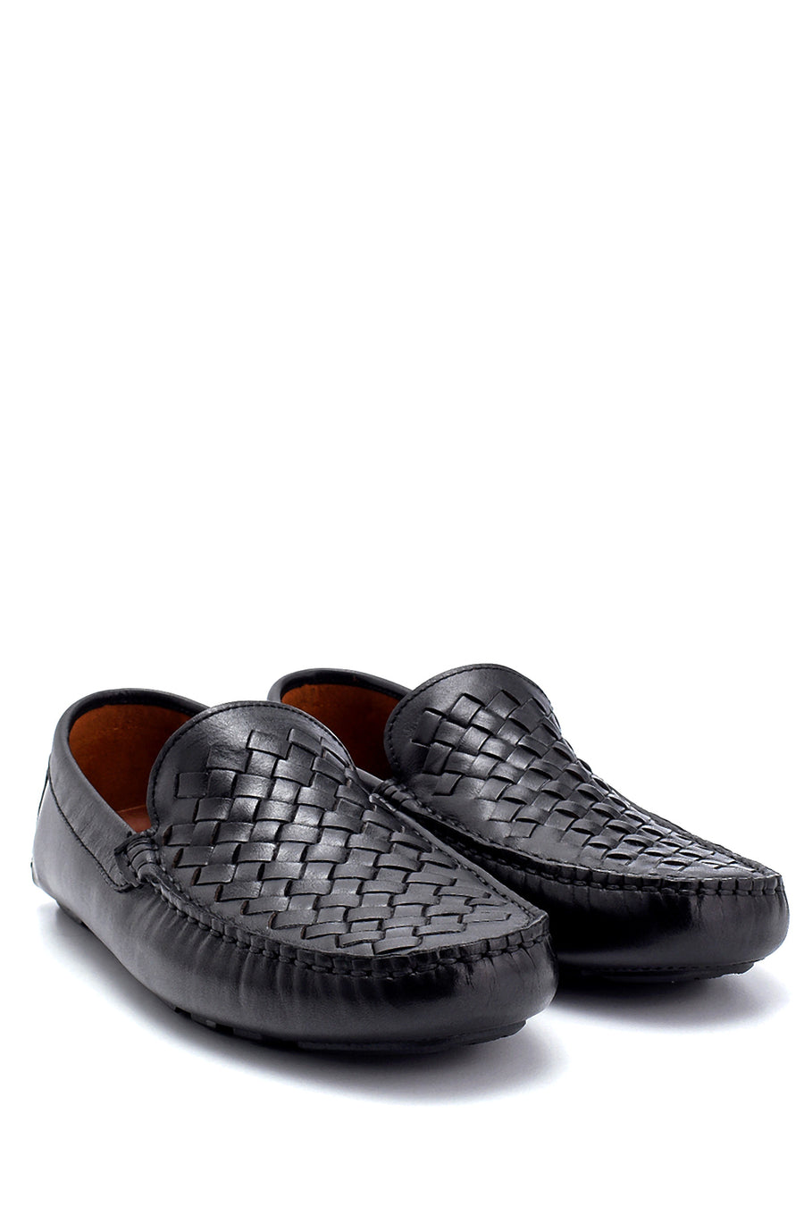 Erkek Deri Örgü Detaylı Loafer
