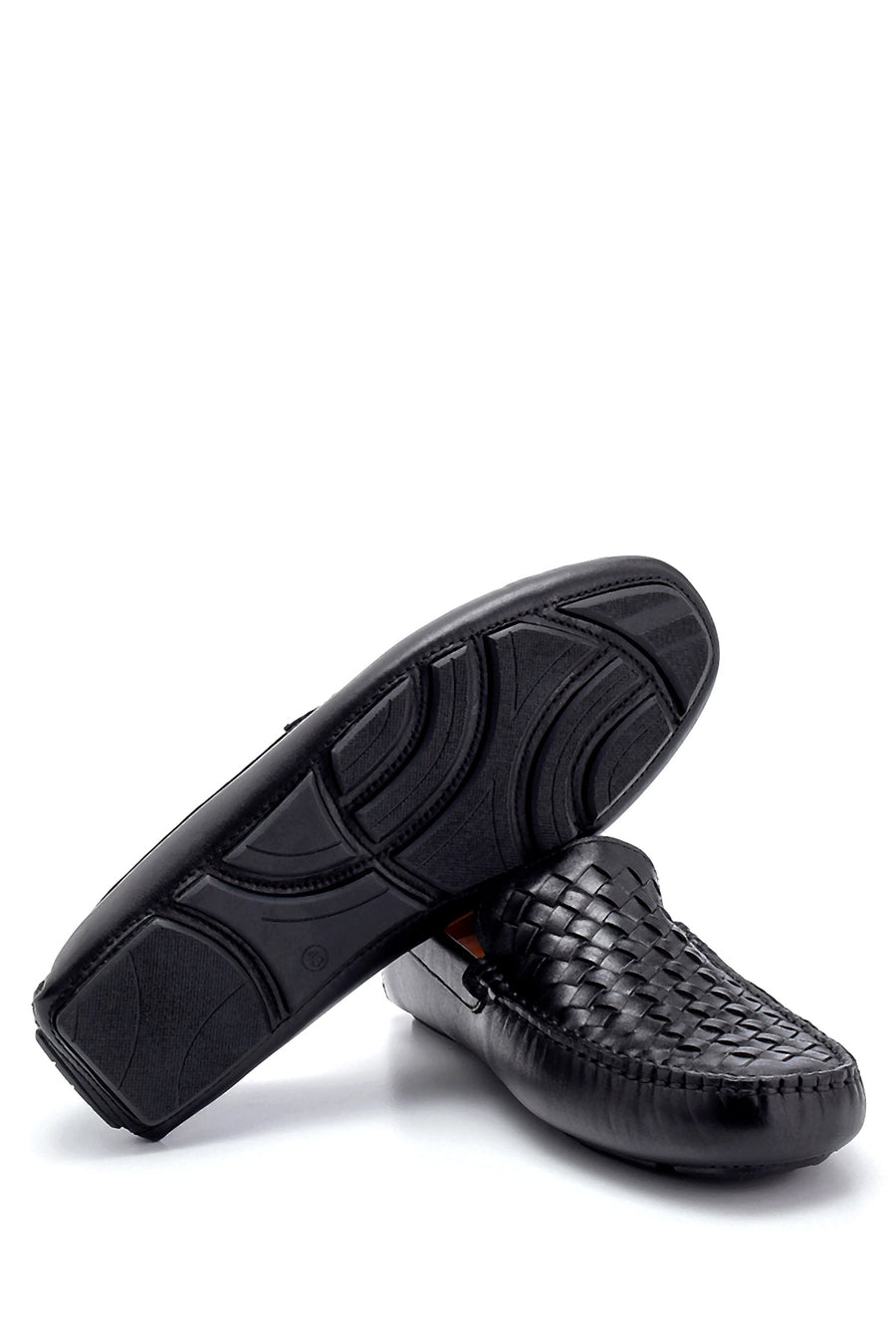 Erkek Deri Örgü Detaylı Loafer