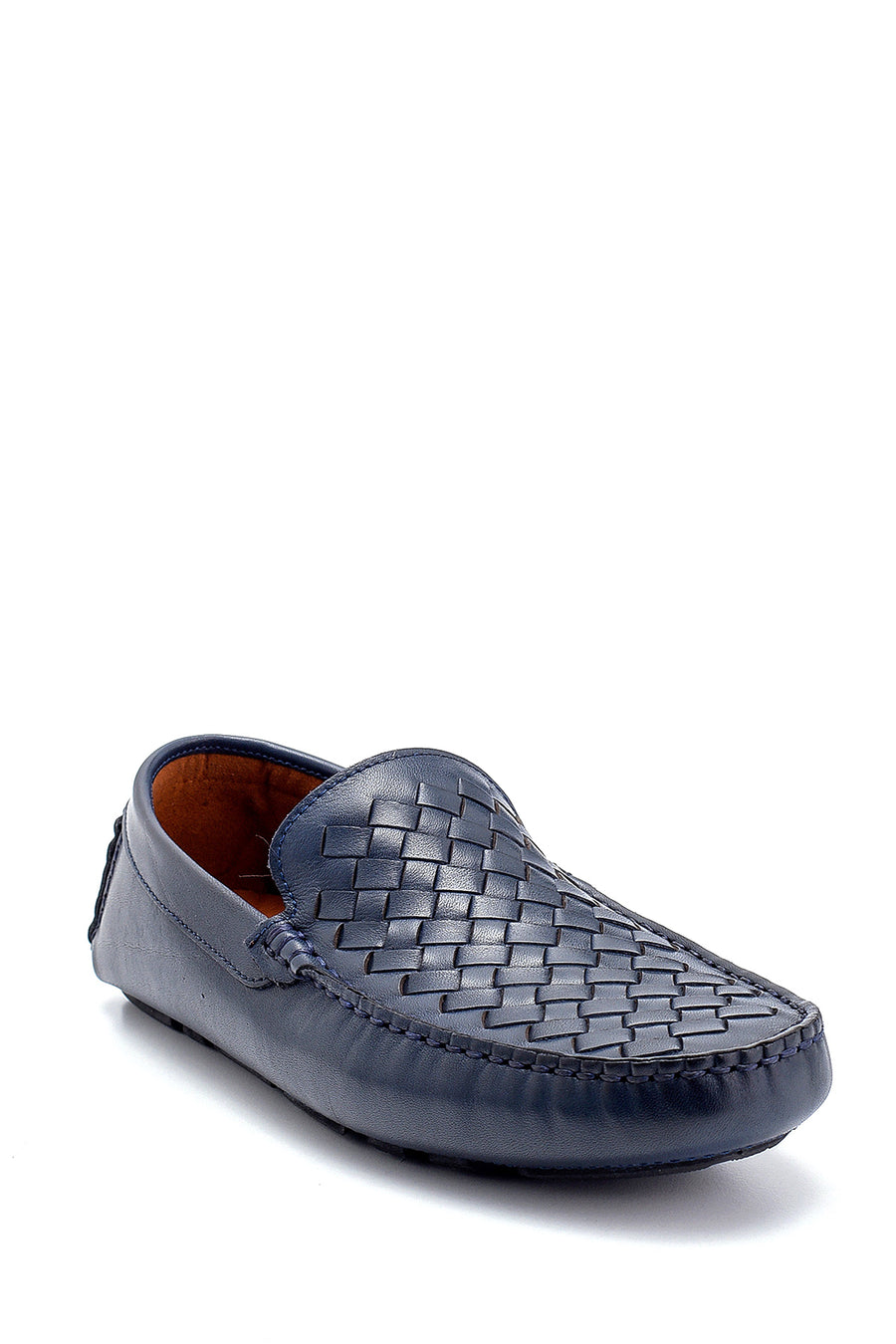 Erkek Deri Örgü Detaylı Loafer