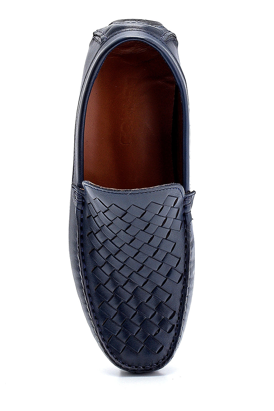 Erkek Deri Örgü Detaylı Loafer