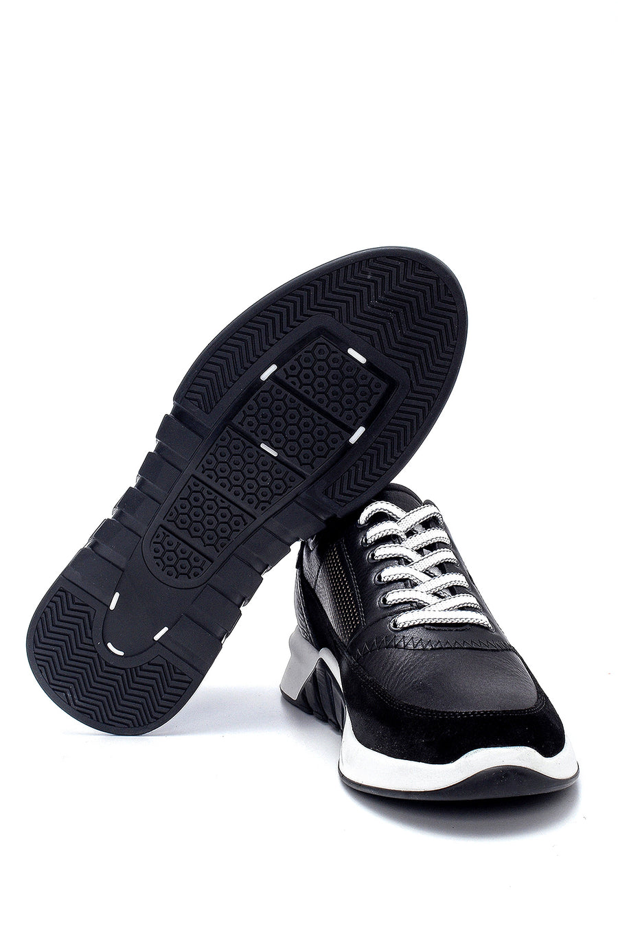 Erkek Süet Detaylı Deri Sneaker