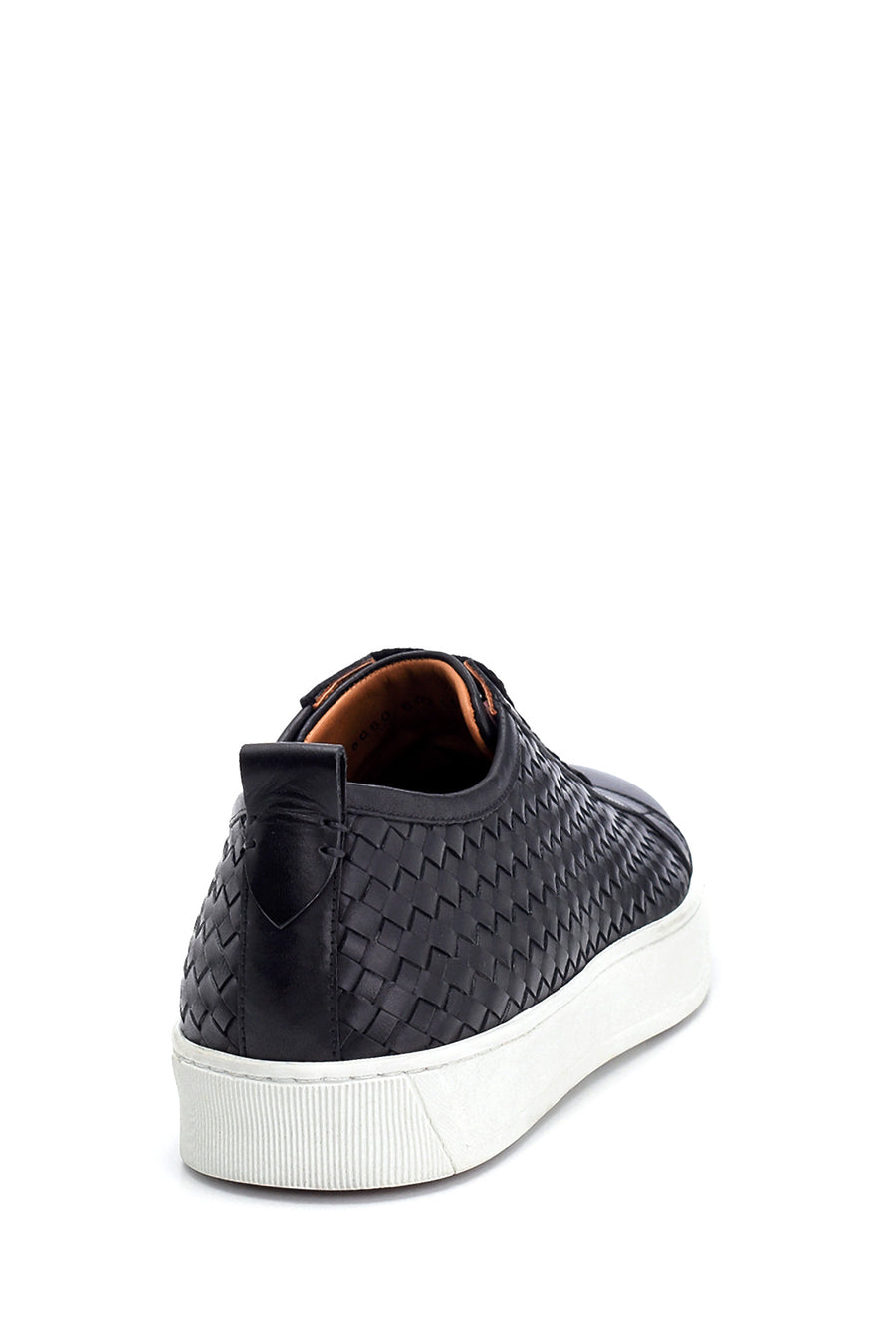 Erkek Örgü Detaylı Deri Sneaker