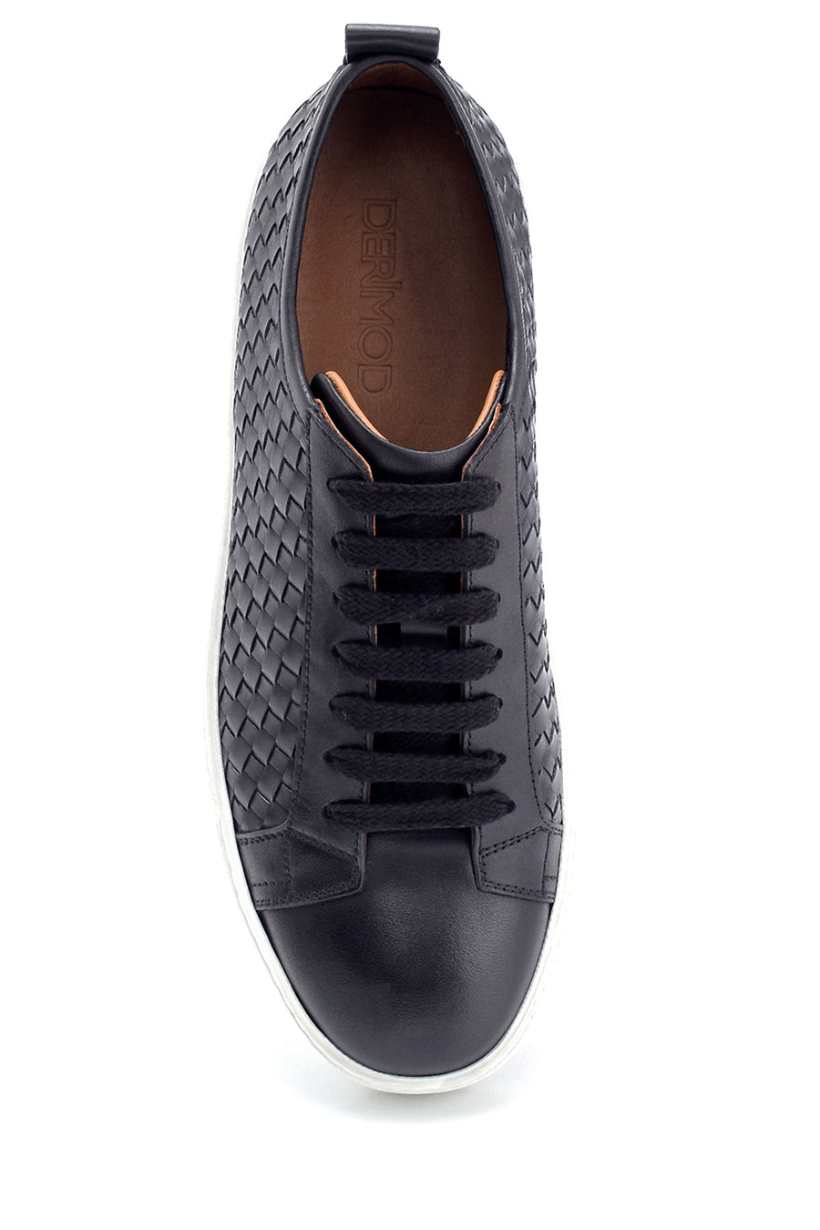 Erkek Örgü Detaylı Deri Sneaker