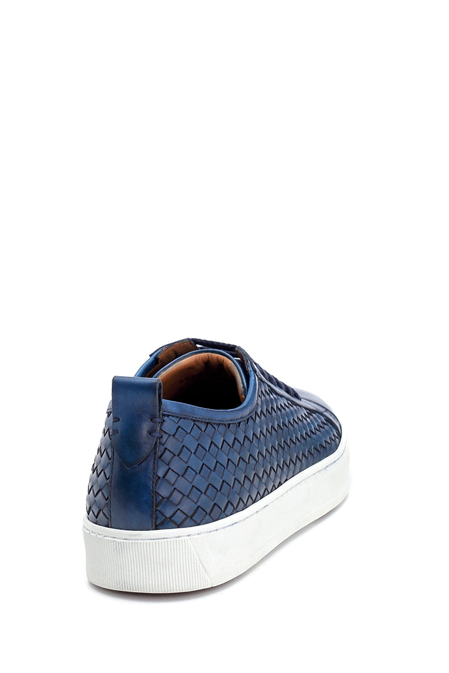 Erkek Örgü Detaylı Deri Sneaker