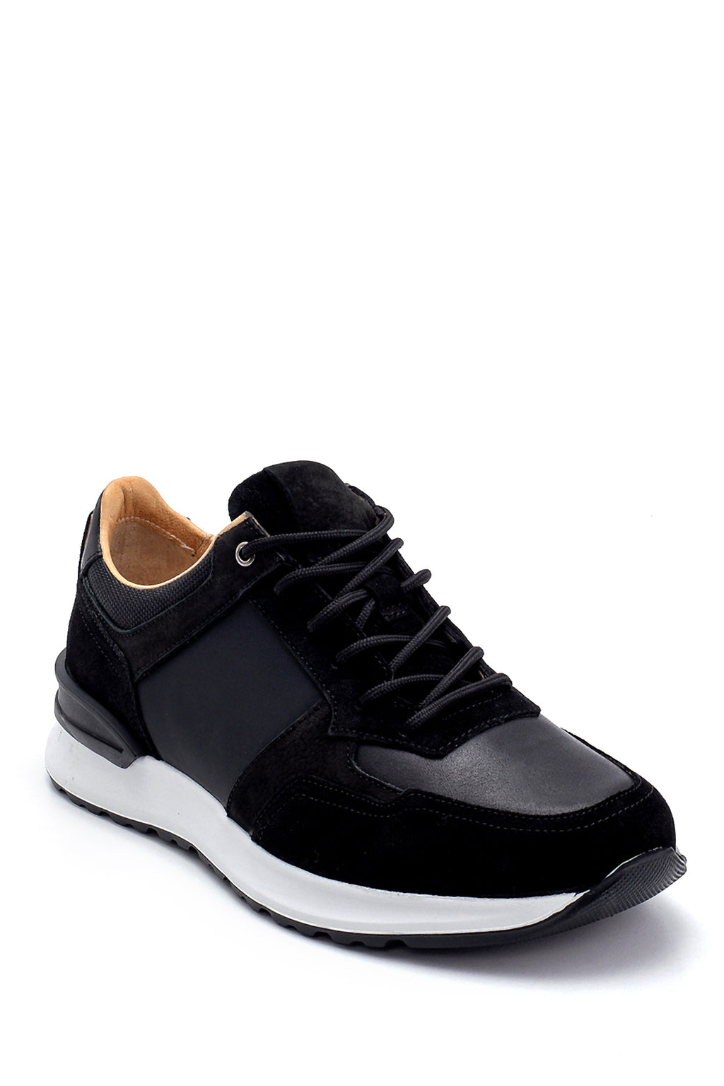 Erkek Süet Detaylı Deri Sneaker