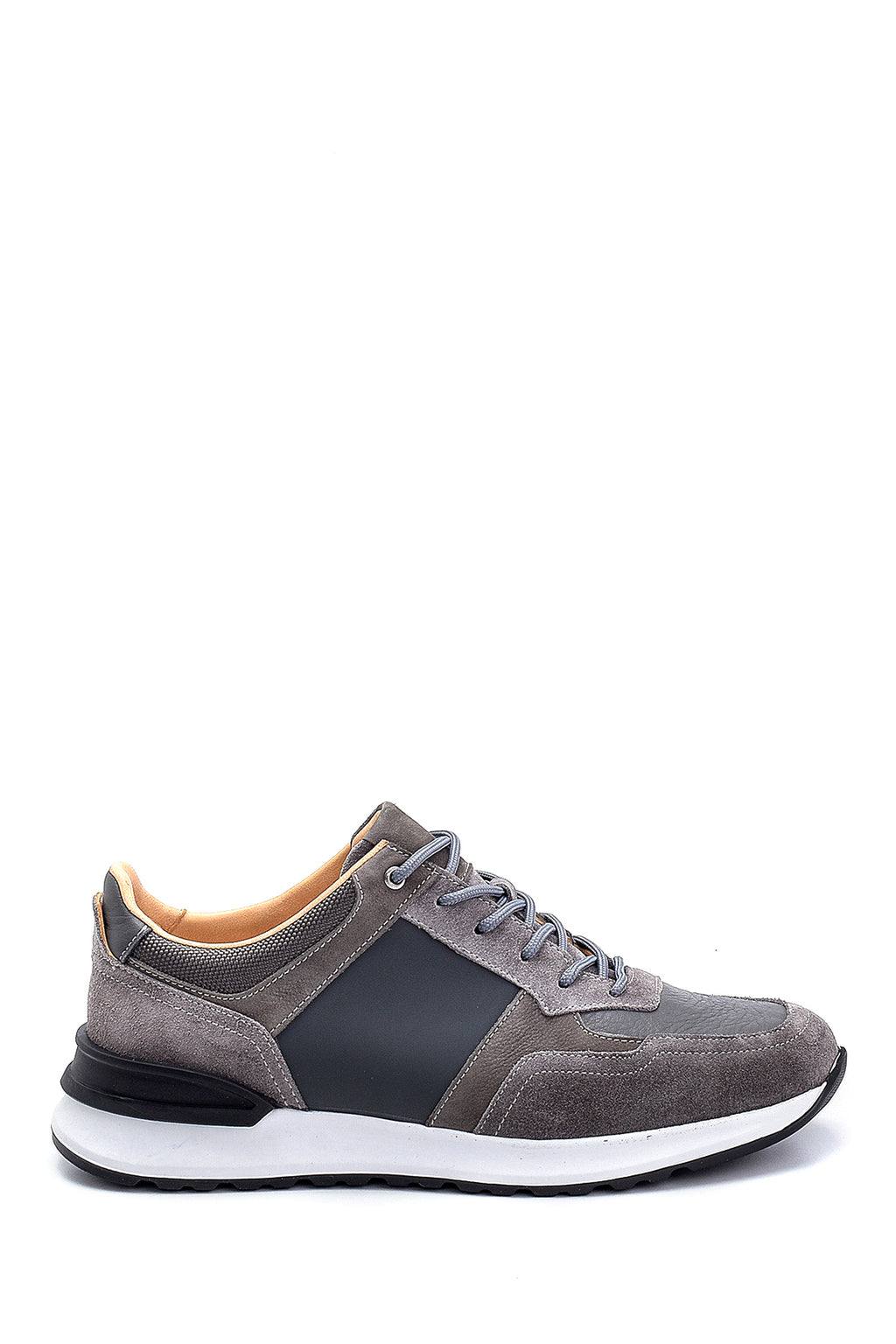 Erkek Süet Detaylı Deri Sneaker