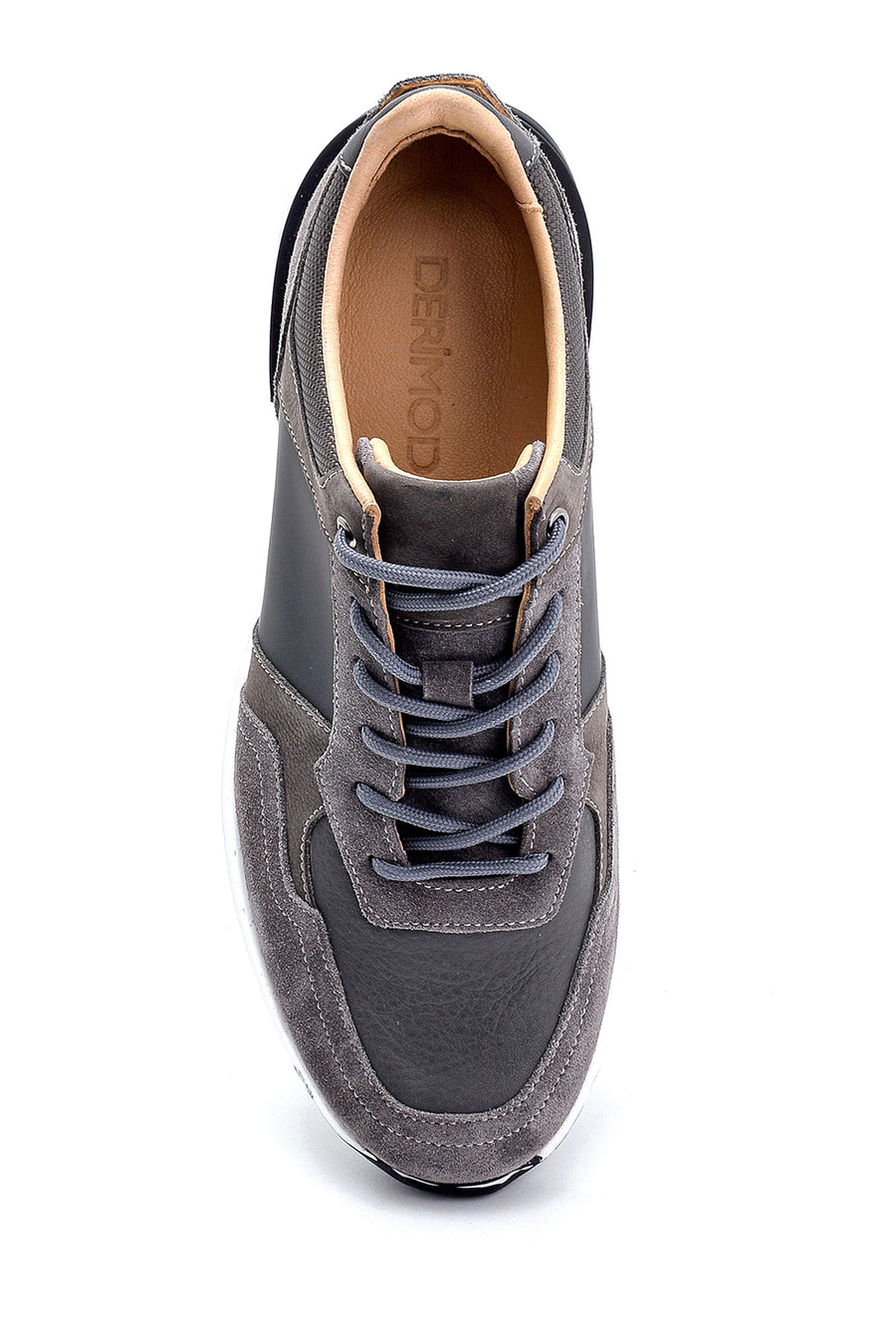 Erkek Süet Detaylı Deri Sneaker