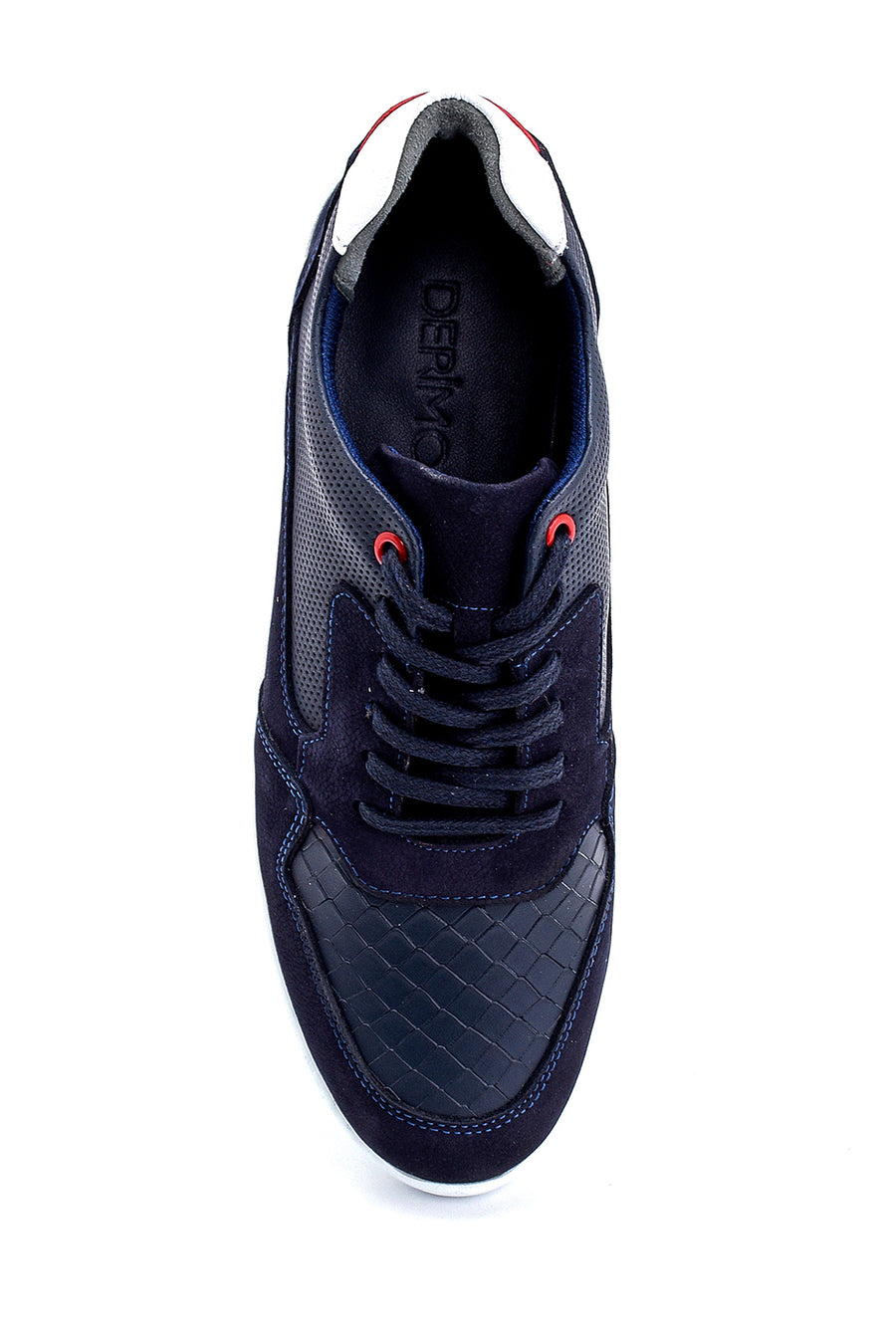 Erkek Süet Detaylı Deri Sneaker