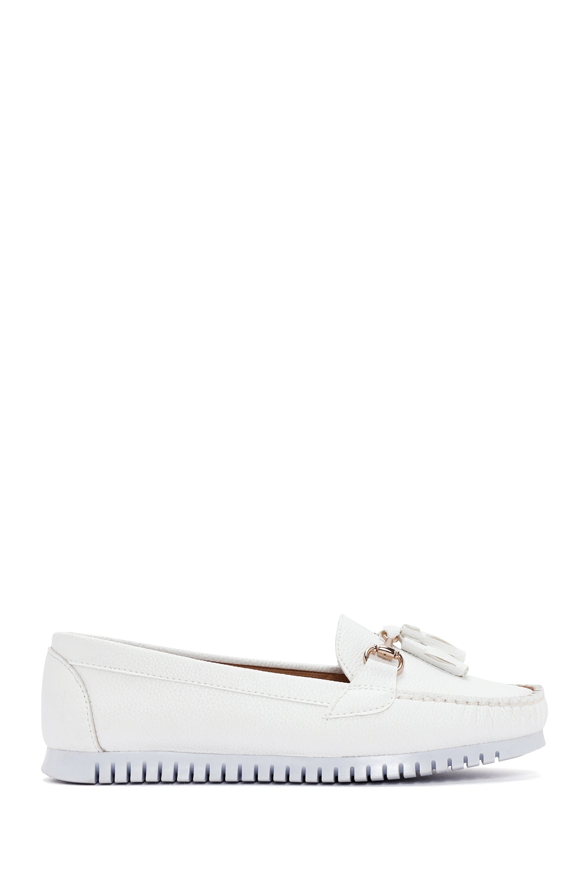 Kadın Beyaz Püskül Detaylı Loafer 21SFE1452FT | Derimod
