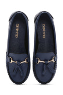 Women's Navy Blue Tassel Detailed Loafer | Derimod