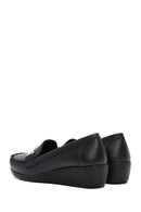 Women's Black Wedge Heel Loafer | Derimod