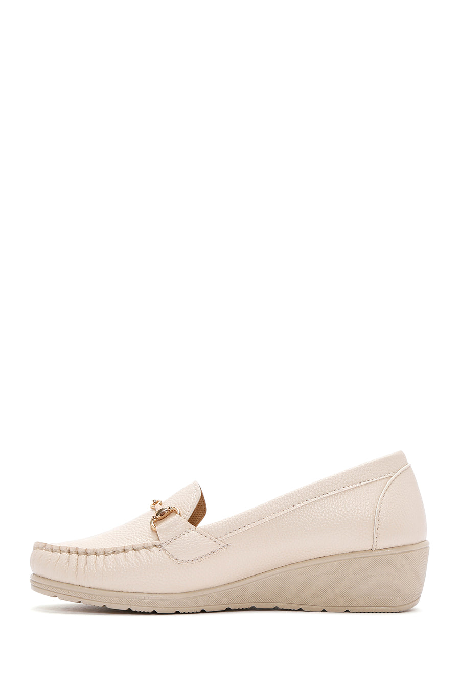 Women's Beige Wedge Heel Loafer