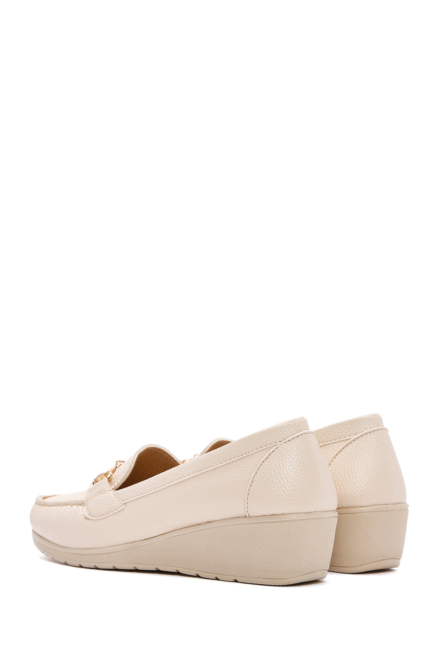 Women's Beige Wedge Heel Loafer