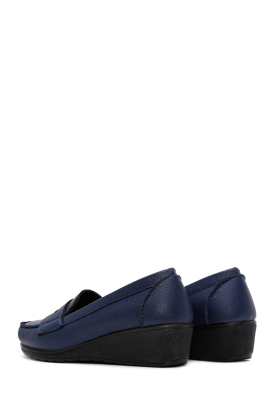 Kadın Lacivert Dolgu Topuklu Loafer