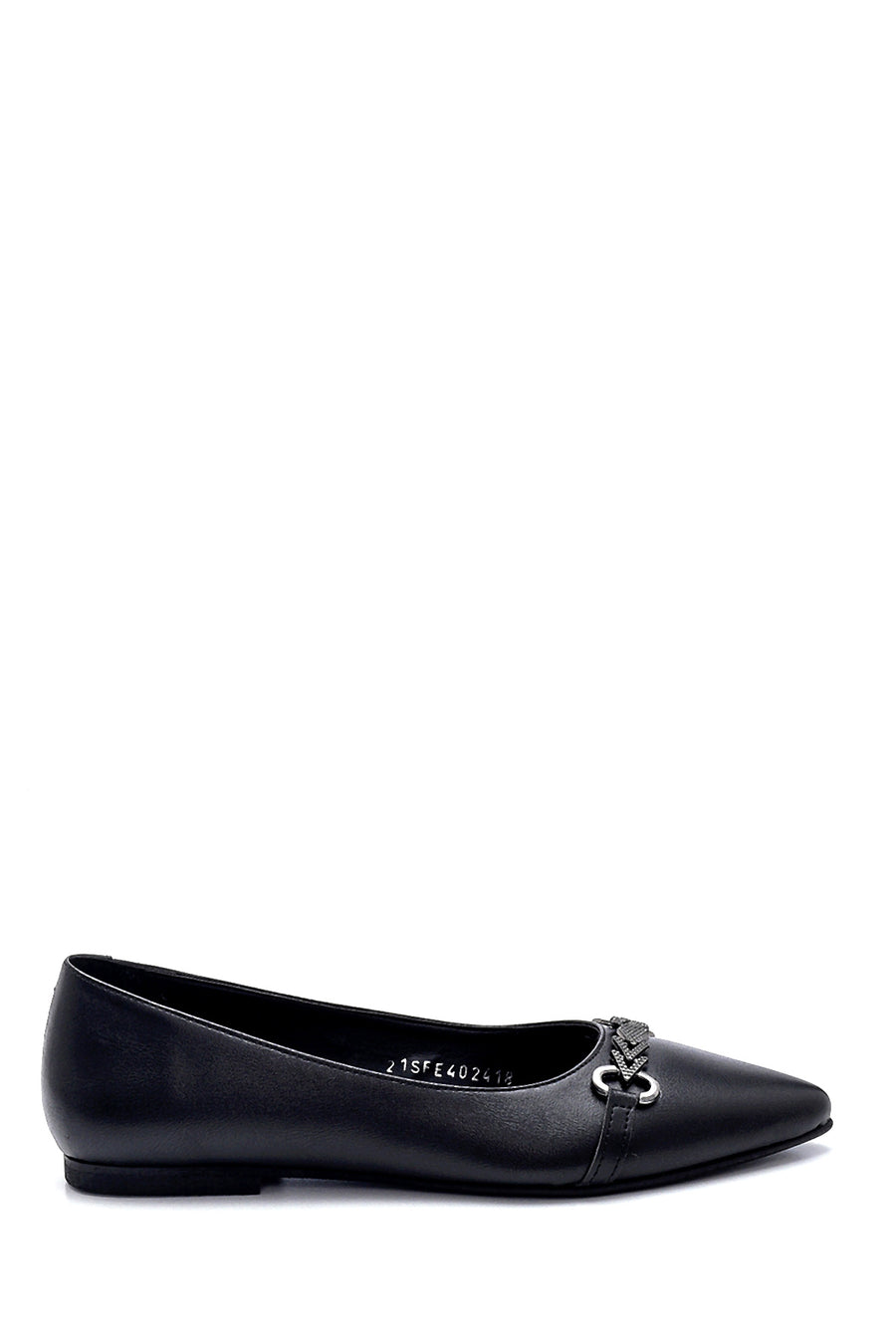Women's Black Buckle Ballerinas 21SFE402418 | Derimod