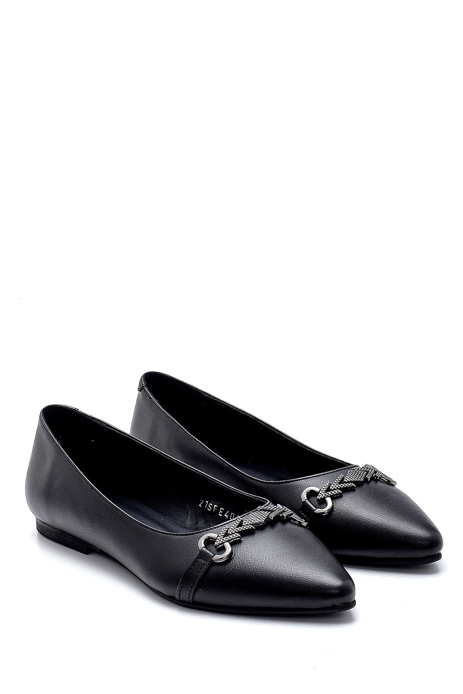 Women's Black Buckle Ballerinas