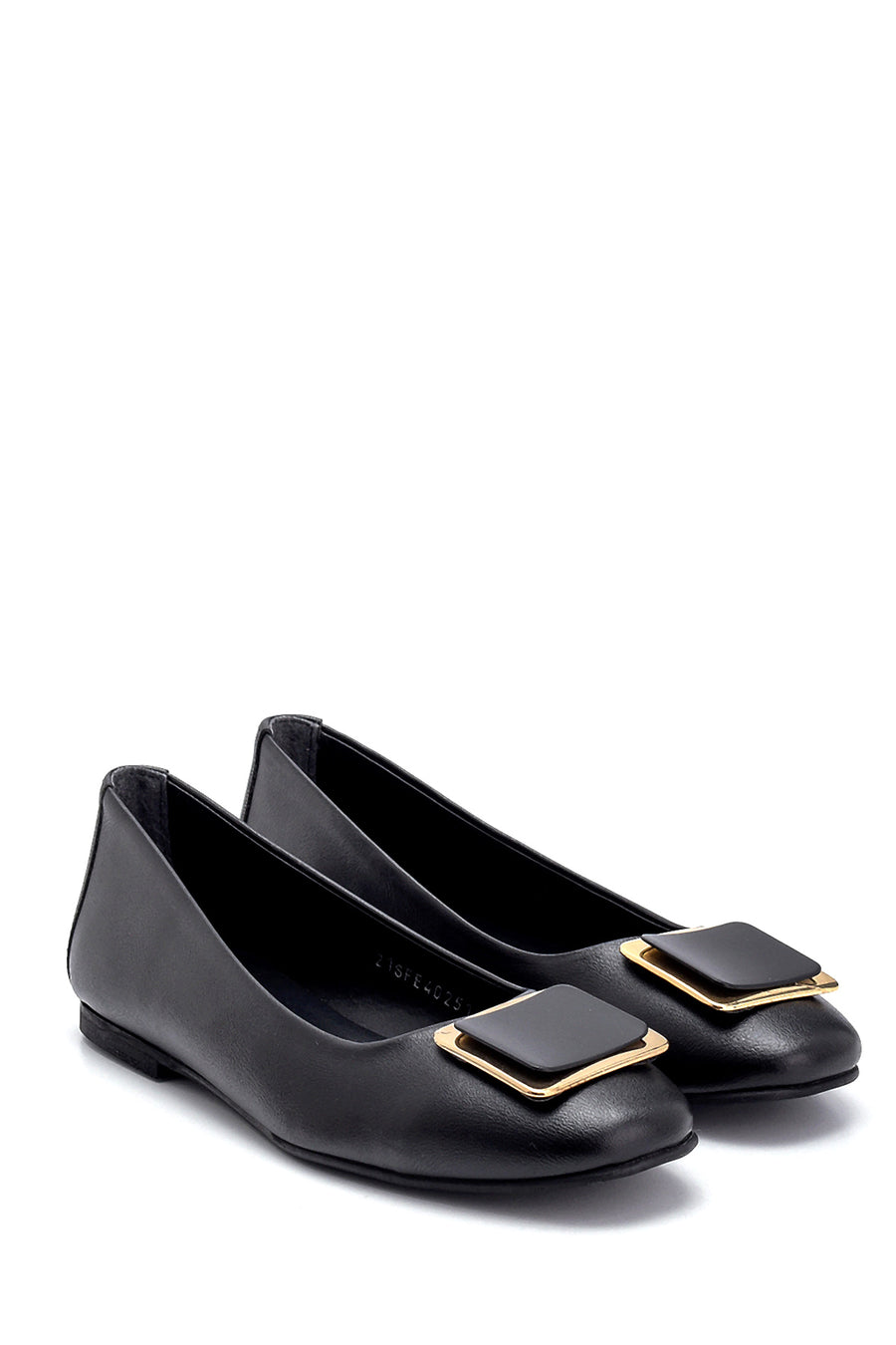 Women's Black Buckle Ballerinas