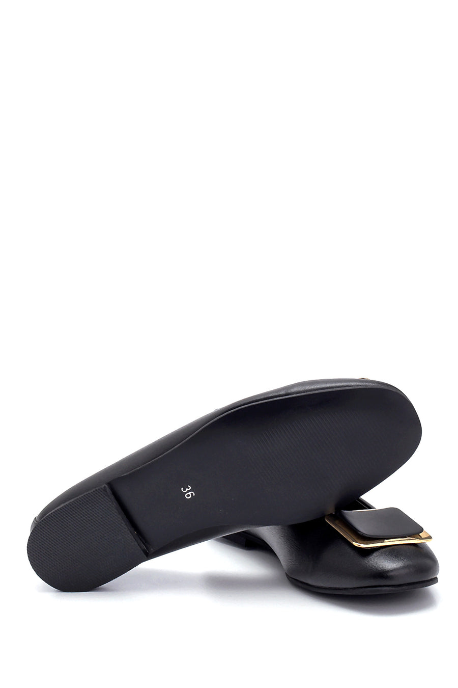 Women's Black Buckle Ballerinas