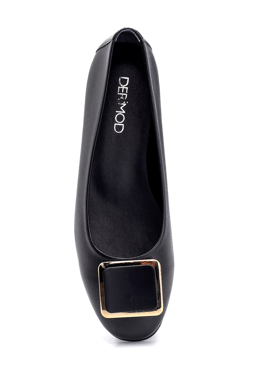 Women's Black Buckle Ballerinas