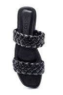 Women's Black Braided Slippers | Derimod