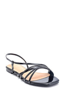 Women's Black Patent Leather Sandals | Derimod