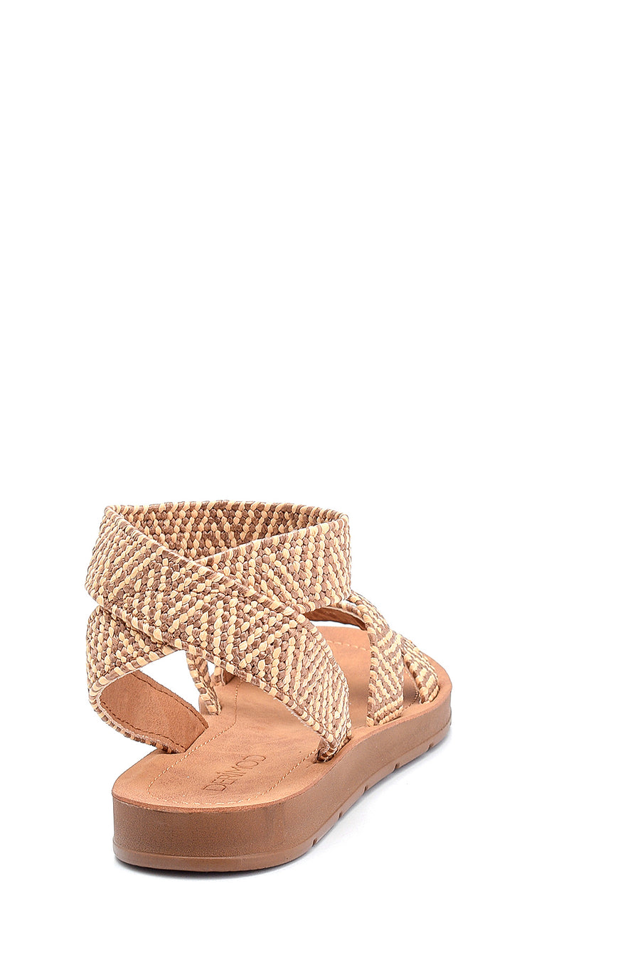 Women's Beige Patterned Flat Sandals