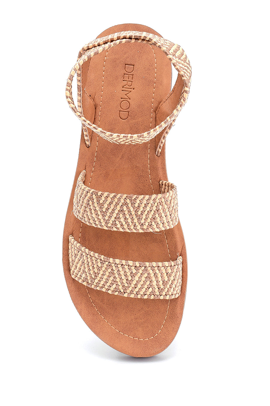 Women's Beige Patterned Flat Sandals