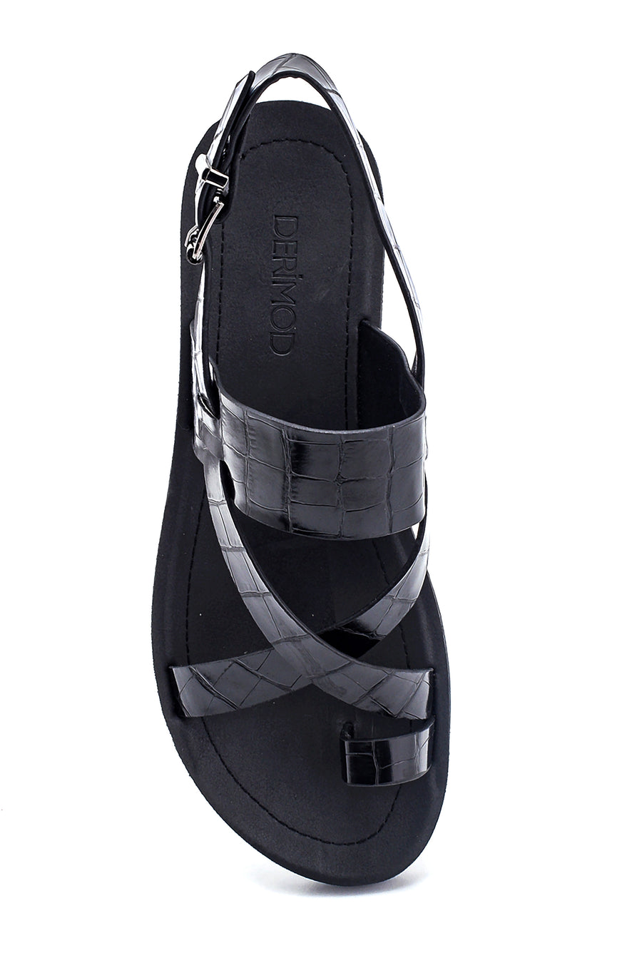 Kadın Kroko Baskılı Casual Sandalet
