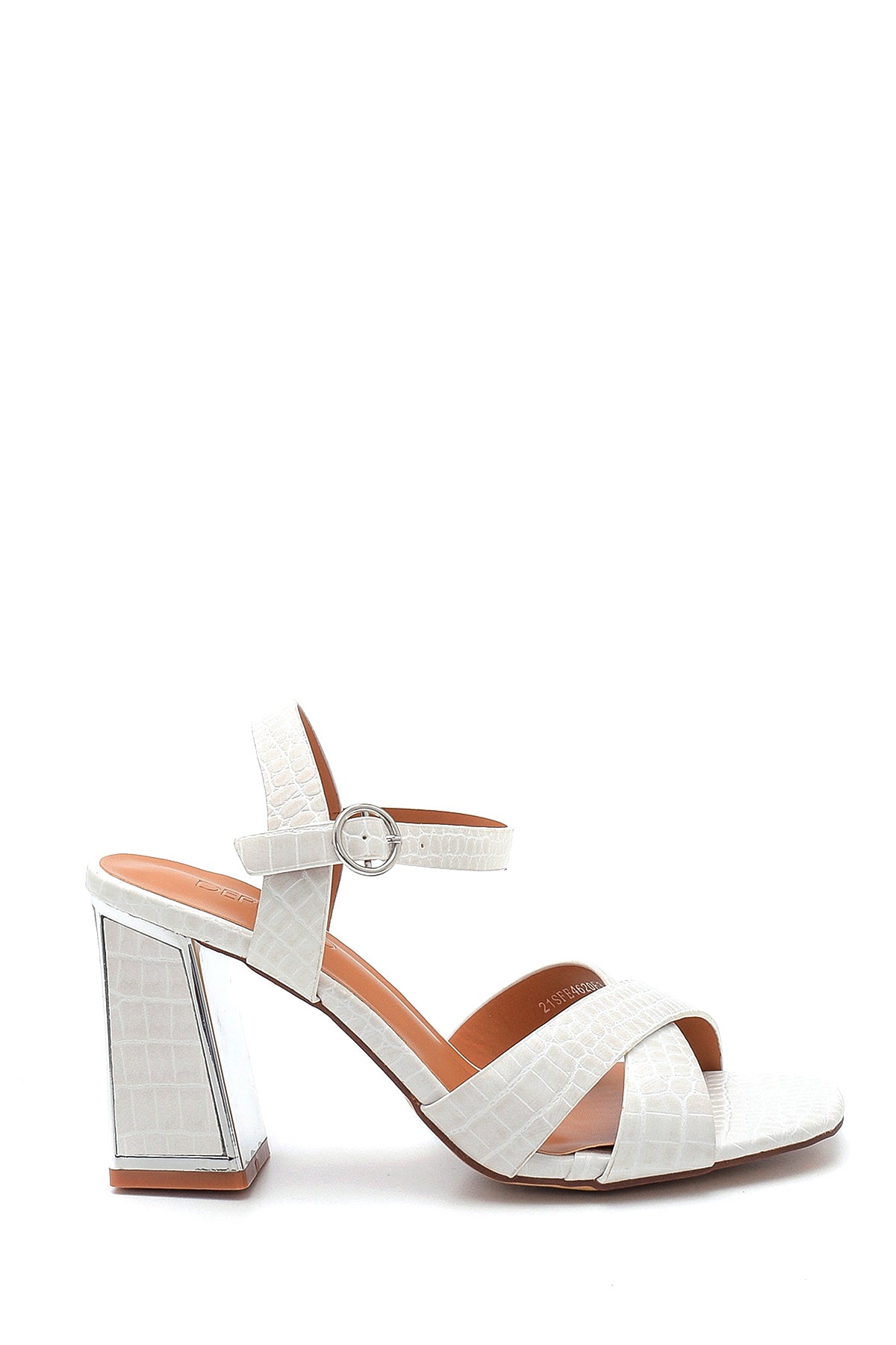 Women's Crocodile Printed Thick Heeled Sandals 21SFE4620E3 | Derimod