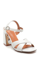 Women's Crocodile Printed Thick Heeled Sandals | Derimod