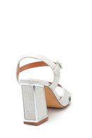 Women's Crocodile Printed Thick Heeled Sandals | Derimod