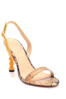 Women's Wooden Marble Heeled Sandals | Derimod