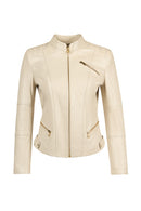 Donna Women's Beige Short Leather Jacket | Derimod
