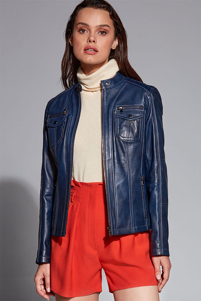 Celia Women's Leather Jacket 21SGE590947 | Derimod