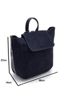 Kadın Lacivert Süet Sırt Çantası | Derimod