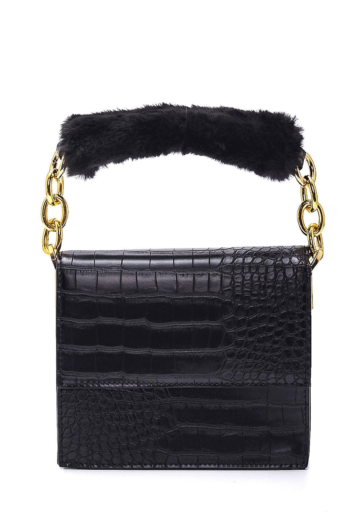 Kadın Peluş Detaylı Kroko El Çantası 21WBD2700E3 | Derimod