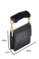 Kadın Peluş Detaylı Kroko El Çantası | Derimod