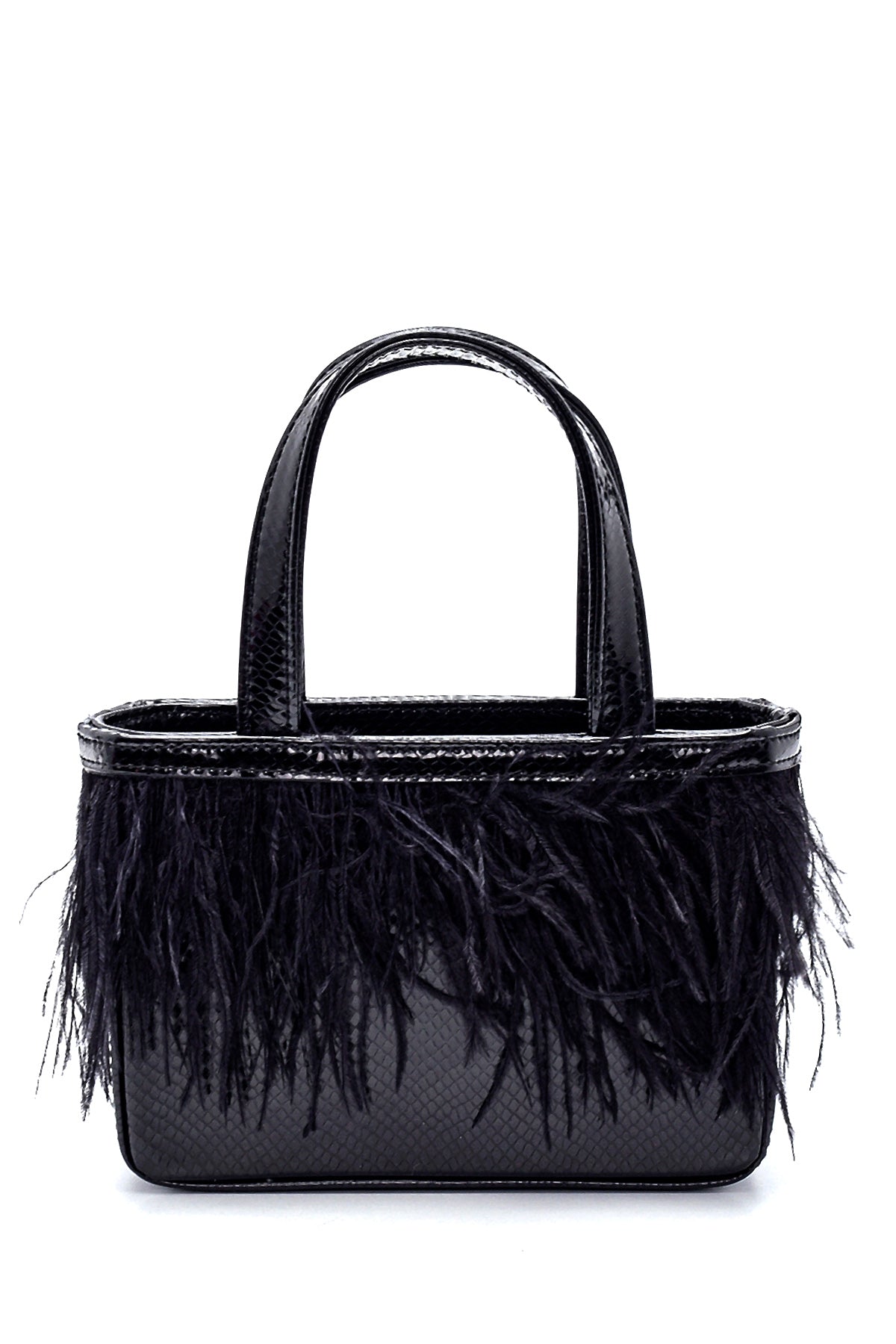 Kadın Tüylü Yılan Desenli Derimod X Whenever Company Mini El Çantası 21WBD5900MY | Derimod