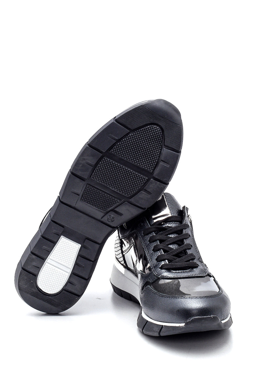 Kadın Deri Fermuar Detaylı Sneaker