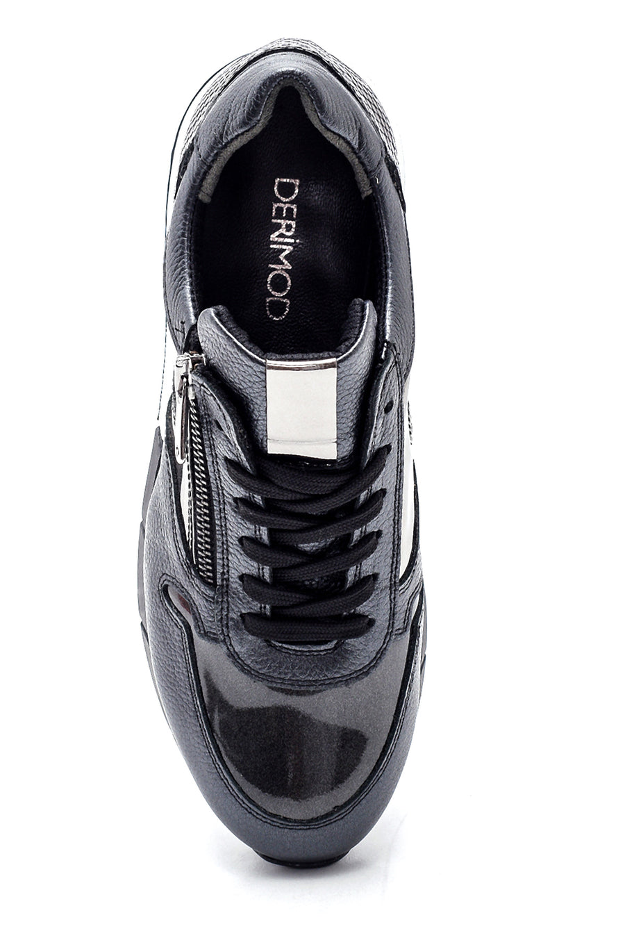 Kadın Deri Fermuar Detaylı Sneaker