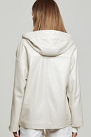 Jennifer Women's Beige Hooded Oversize Leather Jacket | Derimod