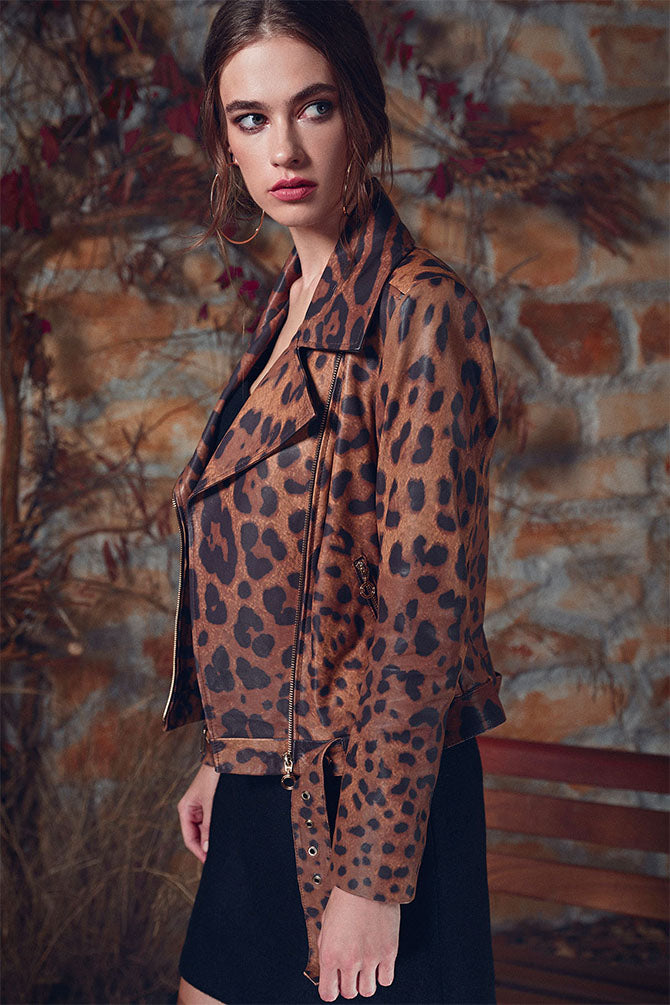 Belair Women's Leopard Leather Jacket