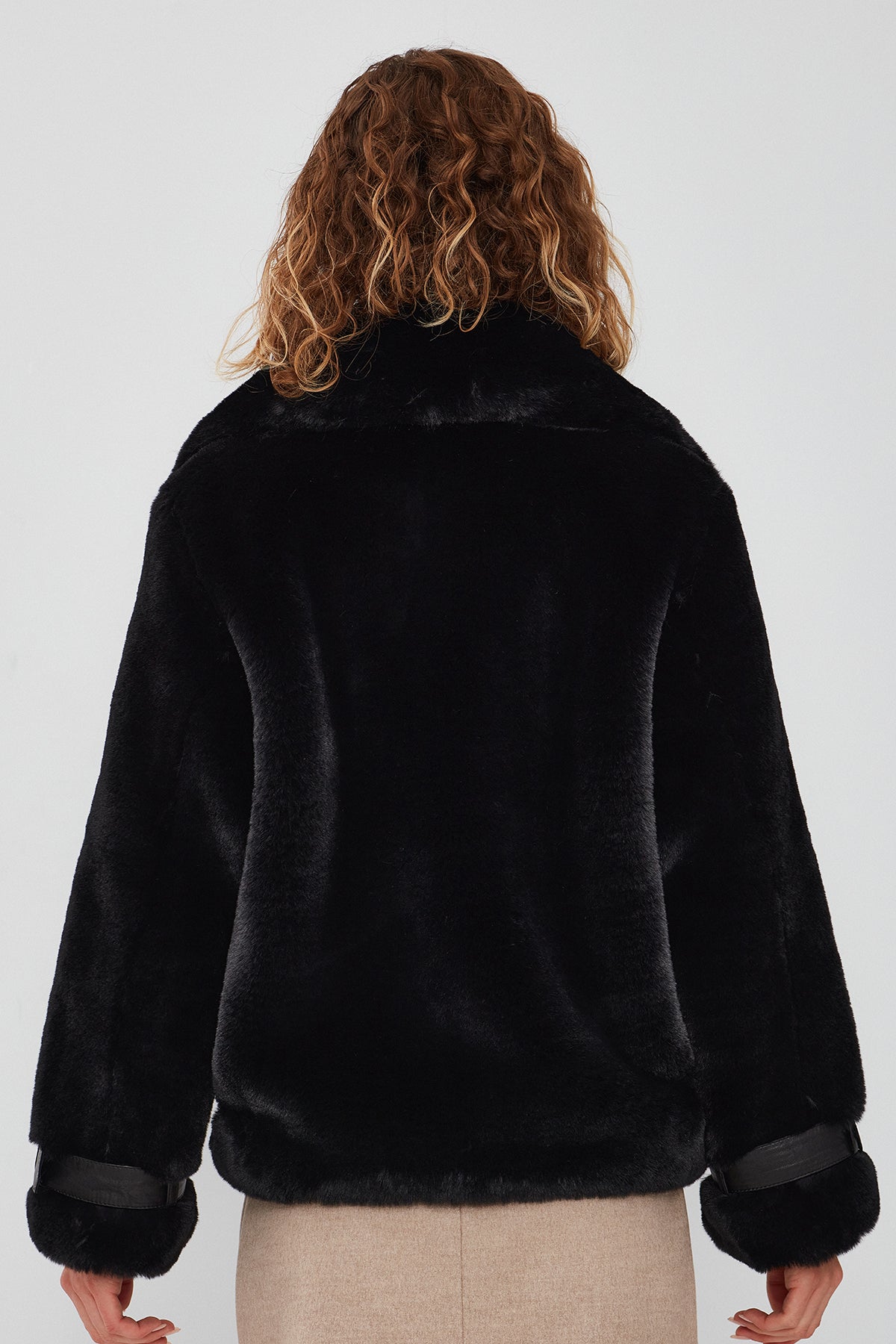 Anabel Kadın Siyah Teddy Deri Mont