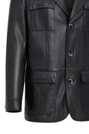 Kevin Men's Black Blazer Leather Jacket | Derimod