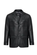 Kevin Men's Black Blazer Leather Jacket | Derimod